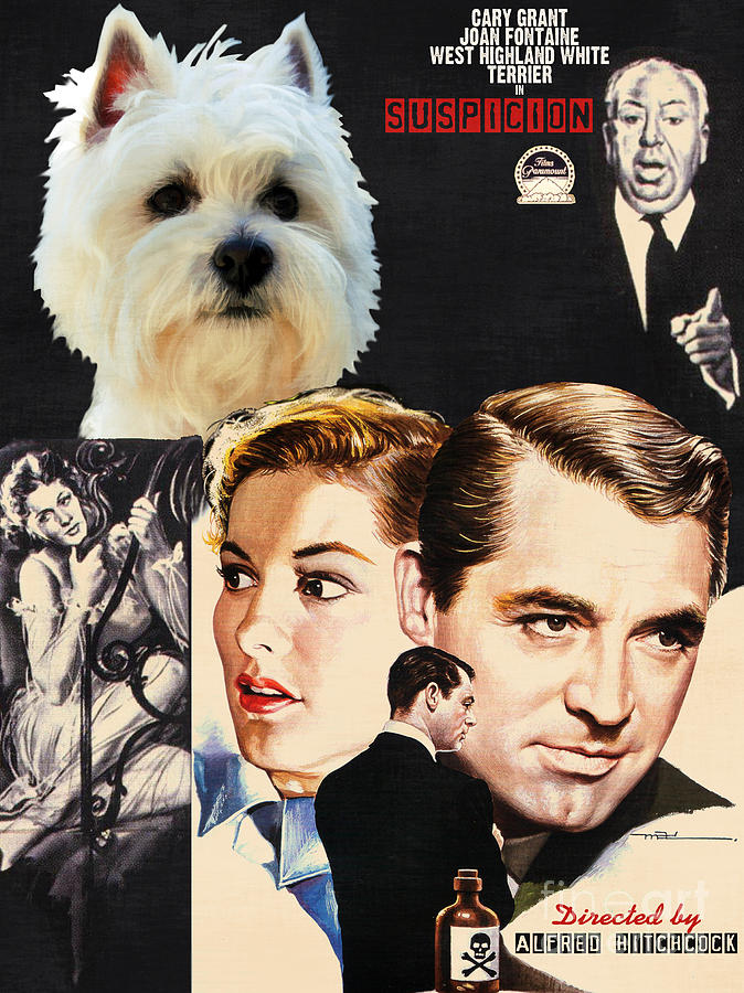West Highland White Terrier Art Canvas Print - Suspicion Movie Poster Painting by Sandra Sij