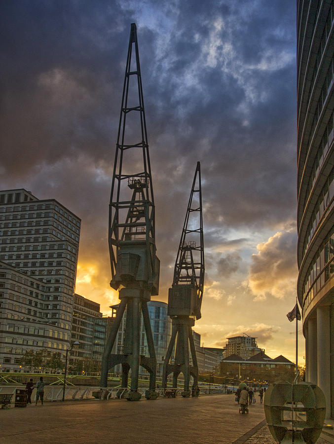 Crane Photograph - West India Quay Docklands London by Clive Eariss