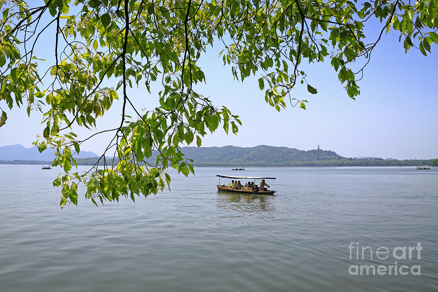 West Lake Boating Photograph by Charline Xia