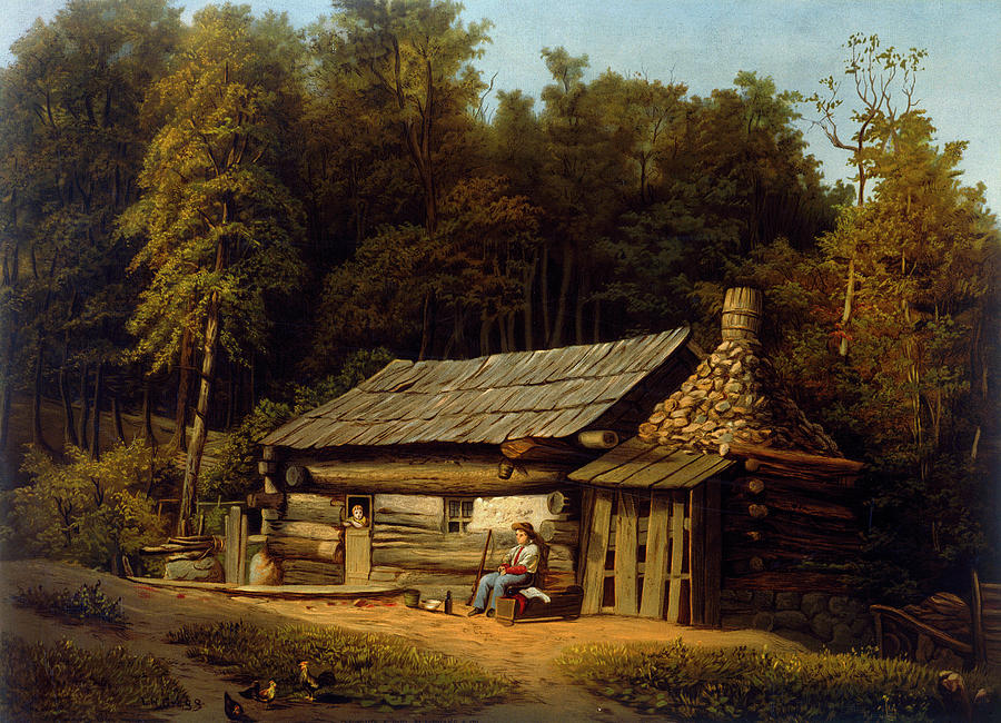 West Log Cabin, 1871 Painting by Granger