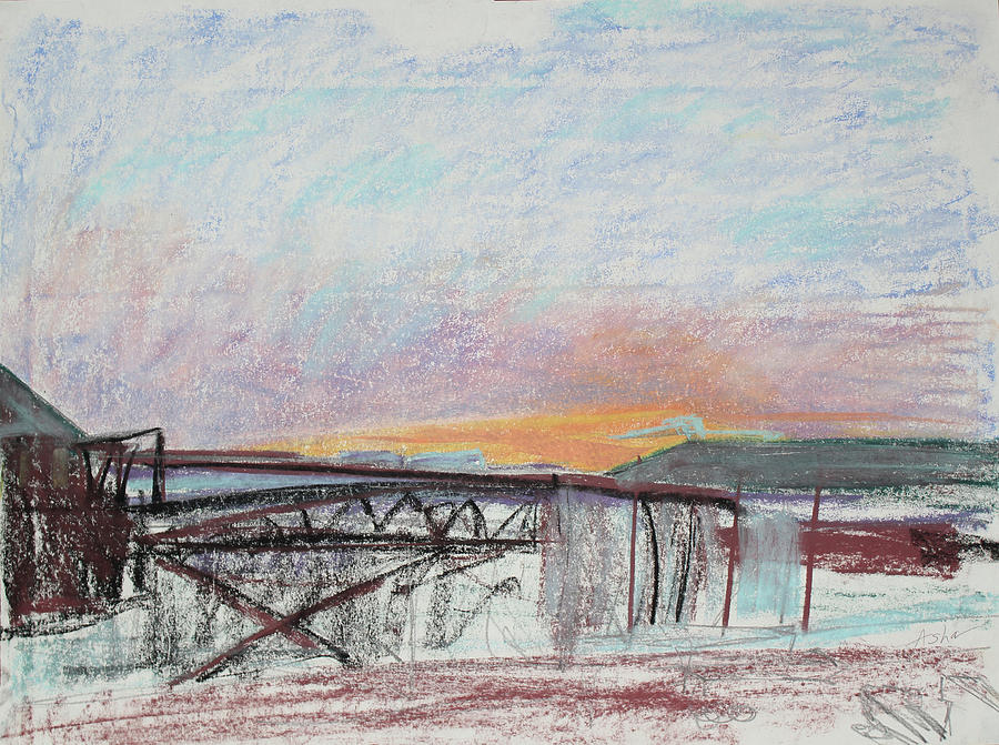 West Oakland Skyline at Sunset Pastel by Asha Carolyn Young