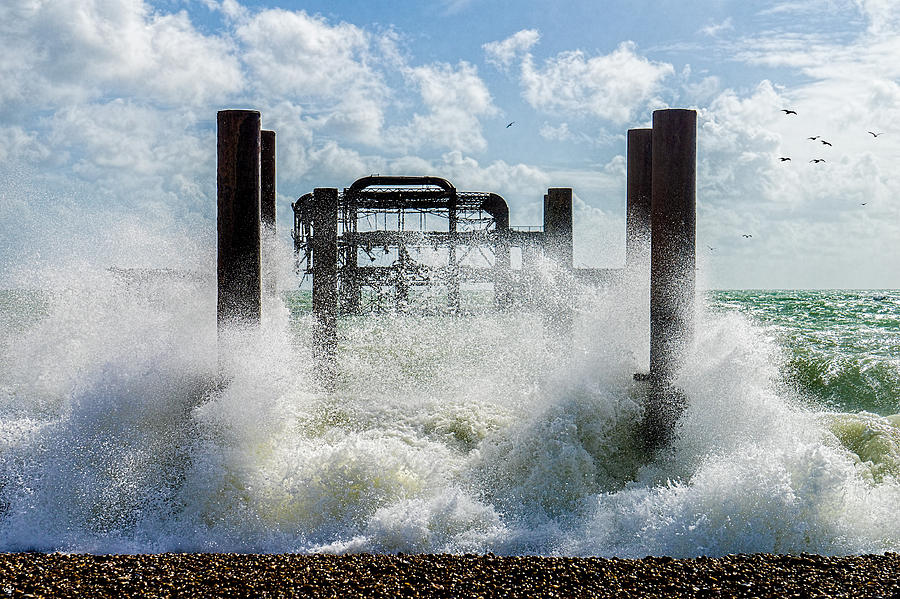 West Pier Ruins Photograph by Chris Lord