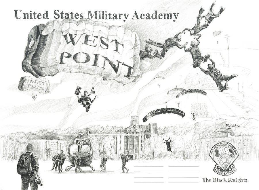 Usma Painting - Signature Lines - The Black Knights by Bill Jackson