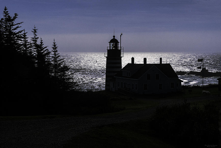West Quoddy Head Light Station in Silhouette Photograph by Marty Saccone
