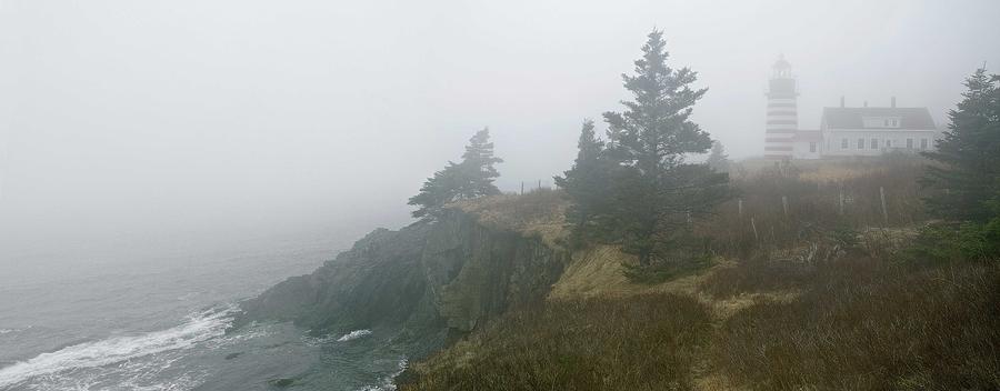 West Quoddy Head Lighthouse in Fog  Photograph by Marty Saccone