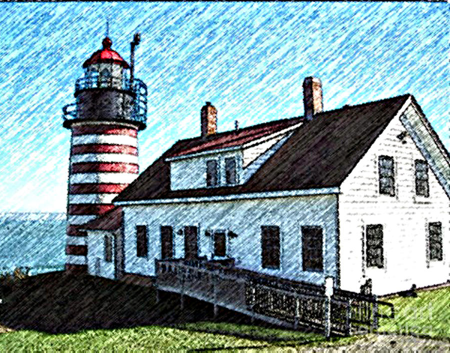 West Quoddy Lighthouse Lubec Maine Digital Art by Art MacKay