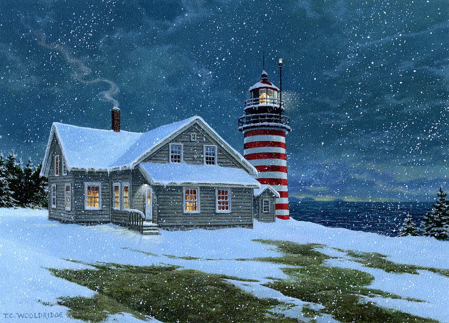West Quoddy Lighthouse Painting by Tom Wooldridge