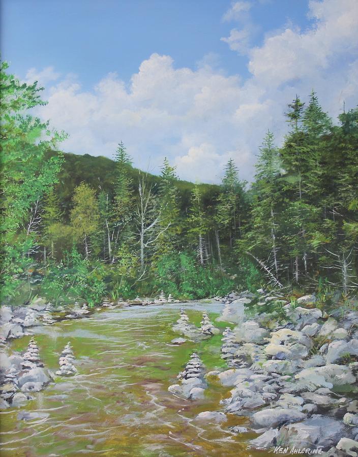 West River cairns Painting by Ken Ahlering
