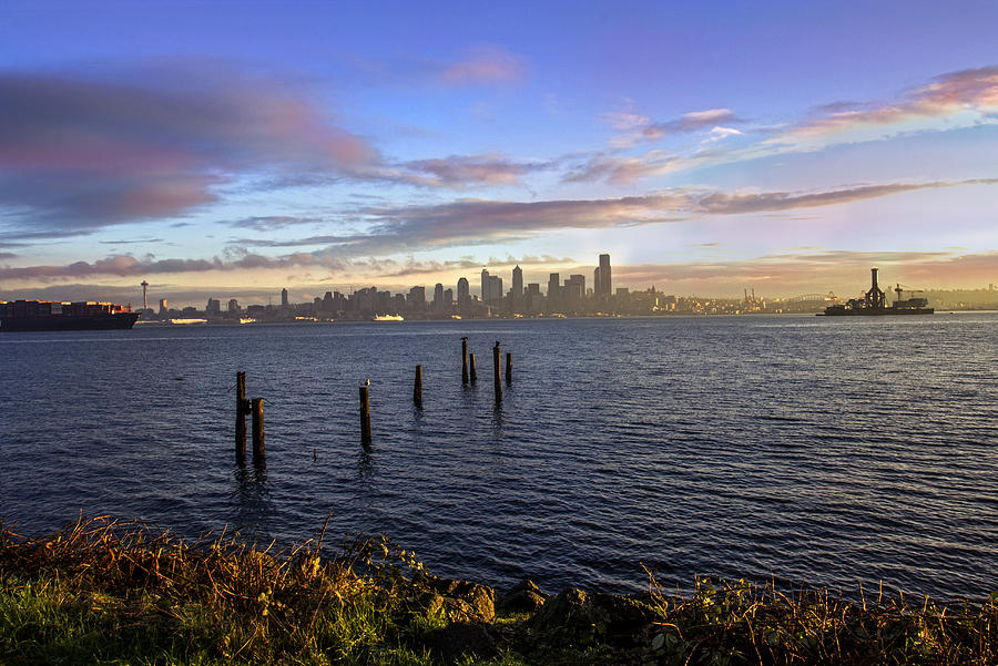 Skyscraper Photograph - West Seattle Sunrise by Calazones Flics