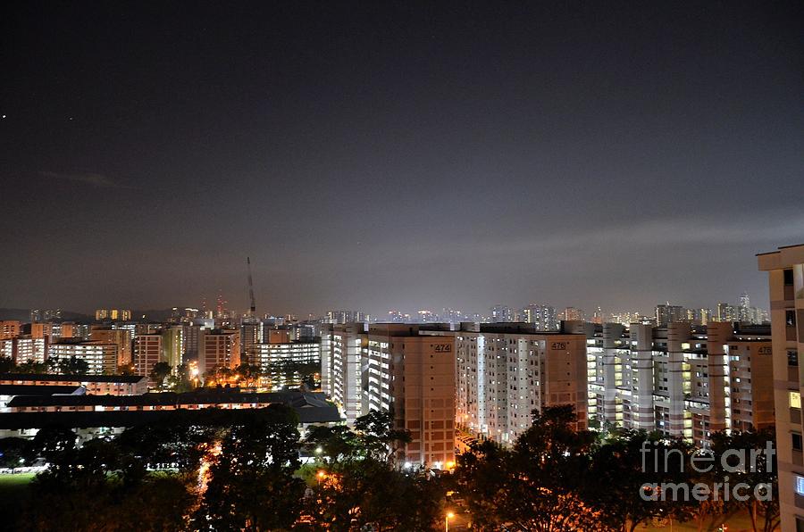 Tree Photograph - West Singapore buildings night skyline by Imran Ahmed