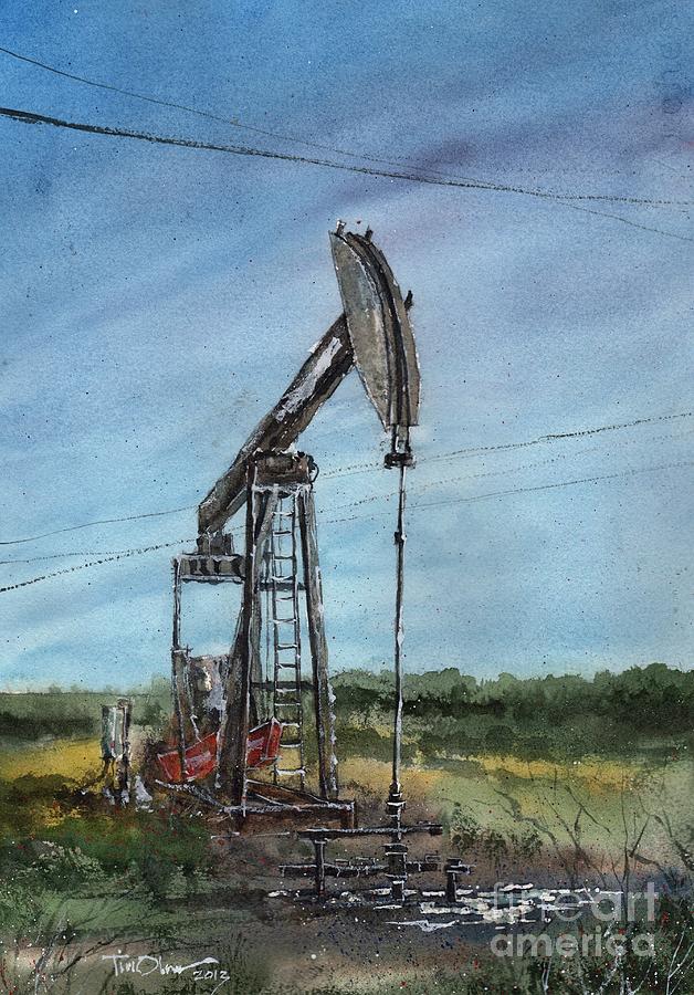 West Texas Pumpjack Painting by Tim Oliver