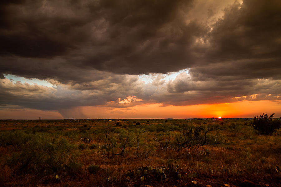 Sunset Photograph - West Texas Sunset - Warm Sky at Sunset in Southern Desert by Southern Plains Photography