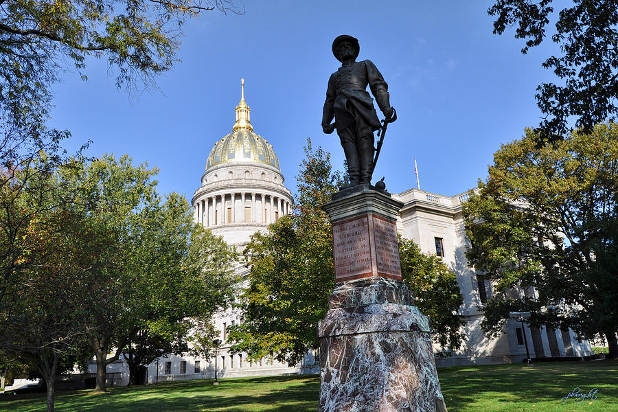 West Virginia Capitol and Stonewall Jackson Photograph by Paulette B Wright