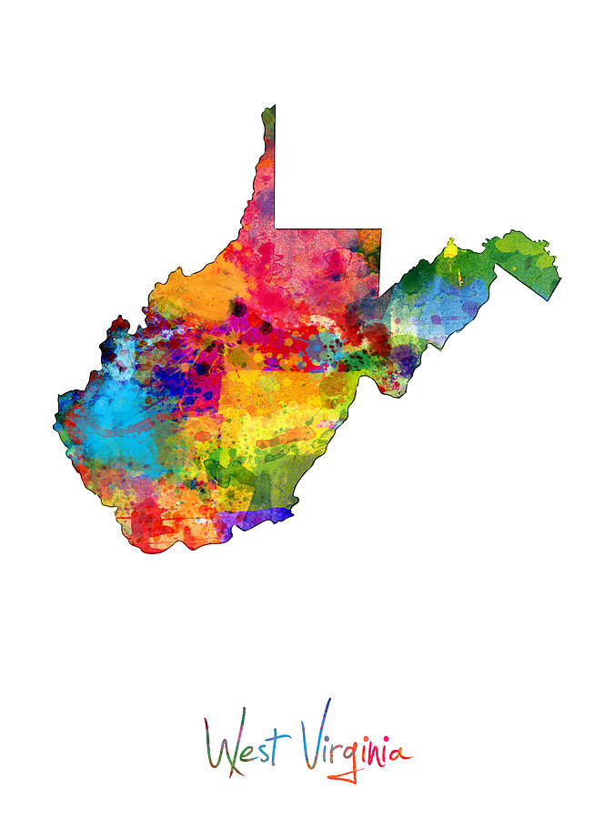 United States Map Digital Art - West Virginia Map by Michael Tompsett