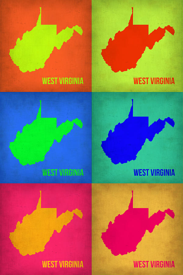 West Virginia Map Painting - West Virginia Pop Art Map 1 by Naxart Studio