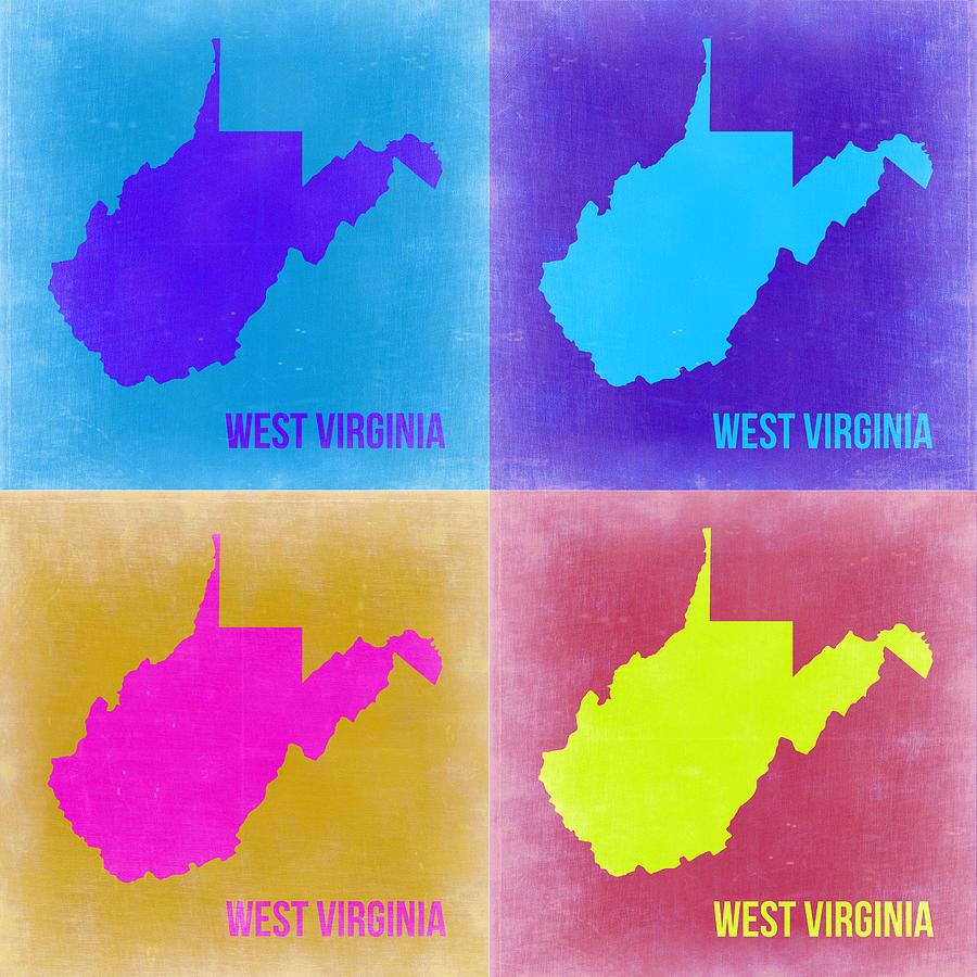 West Virginia Map Painting - West Virginia Pop Art Map 2 by Naxart Studio
