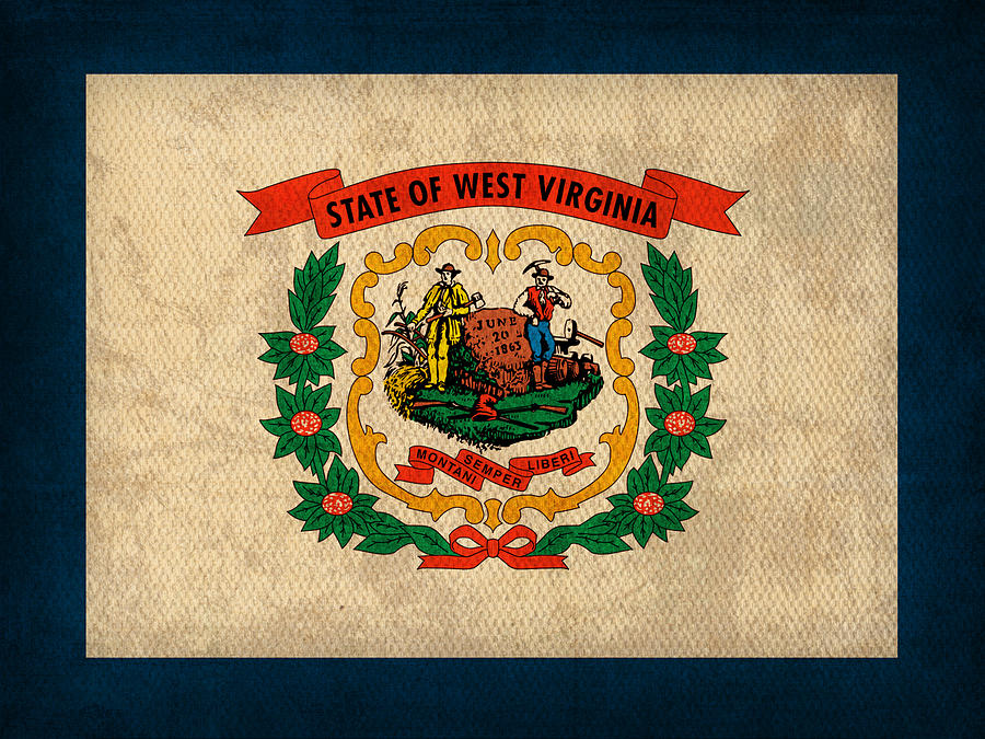 Flag Mixed Media - West Virginia State Flag Art on Worn Canvas by Design Turnpike