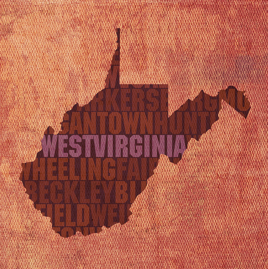 West Virginia State Word Art on Canvas Mixed Media by Design Turnpike