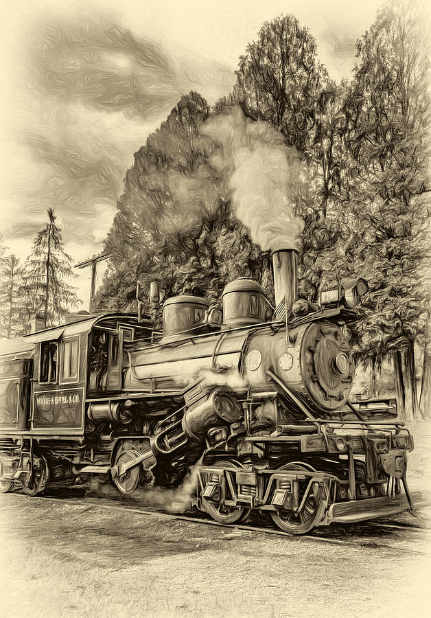 Transportation Photograph - West Virginia Steam Engine - Paint sepia by Steve Harrington