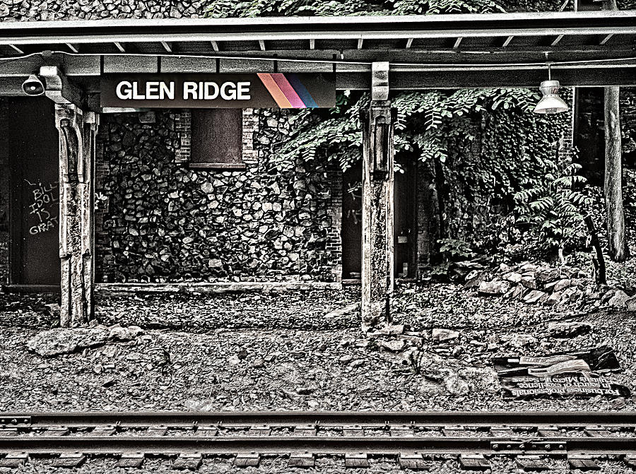 Sign Photograph - Westbound Track at Glen Ridge Station by Kellice Swaggerty