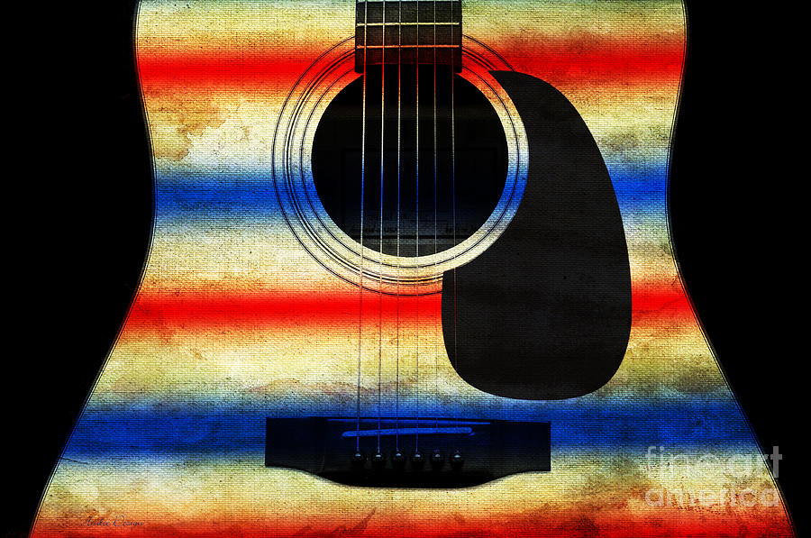Abstract Digital Art - Western Abstract Guitar 1 by Andee Design