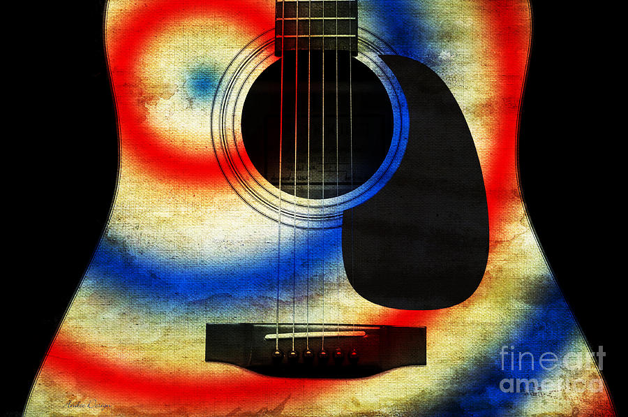 Abstract Digital Art - Western Abstract Guitar 2 by Andee Design