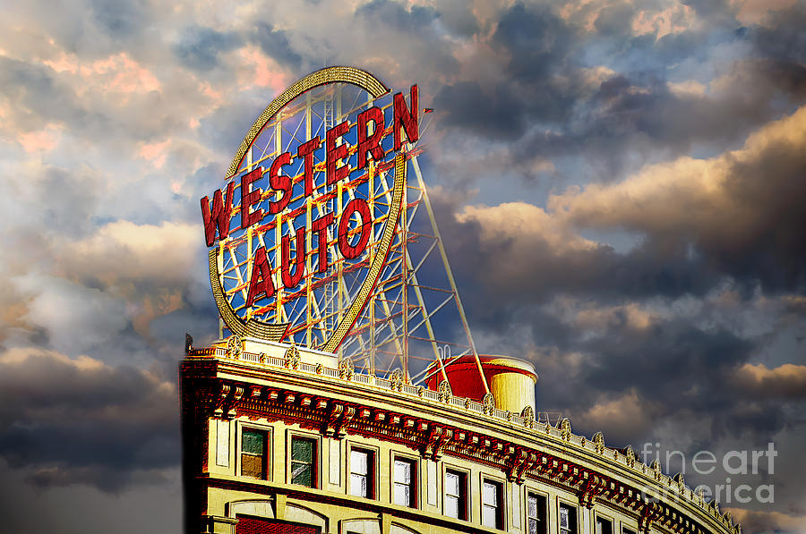 Western Auto Sign Kansas City Chiefs Colors Photograph by Andee Design