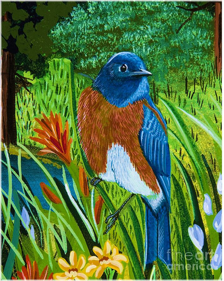 Western Bluebird Painting by Jennifer Lake