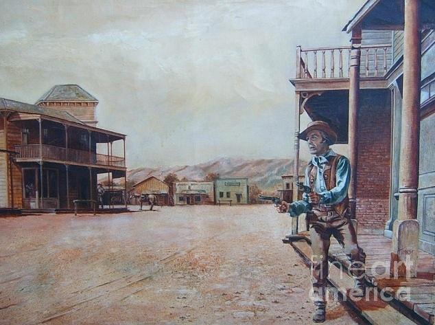 Western Frontier Town Painting by Bernie Habicht - Fine Art America