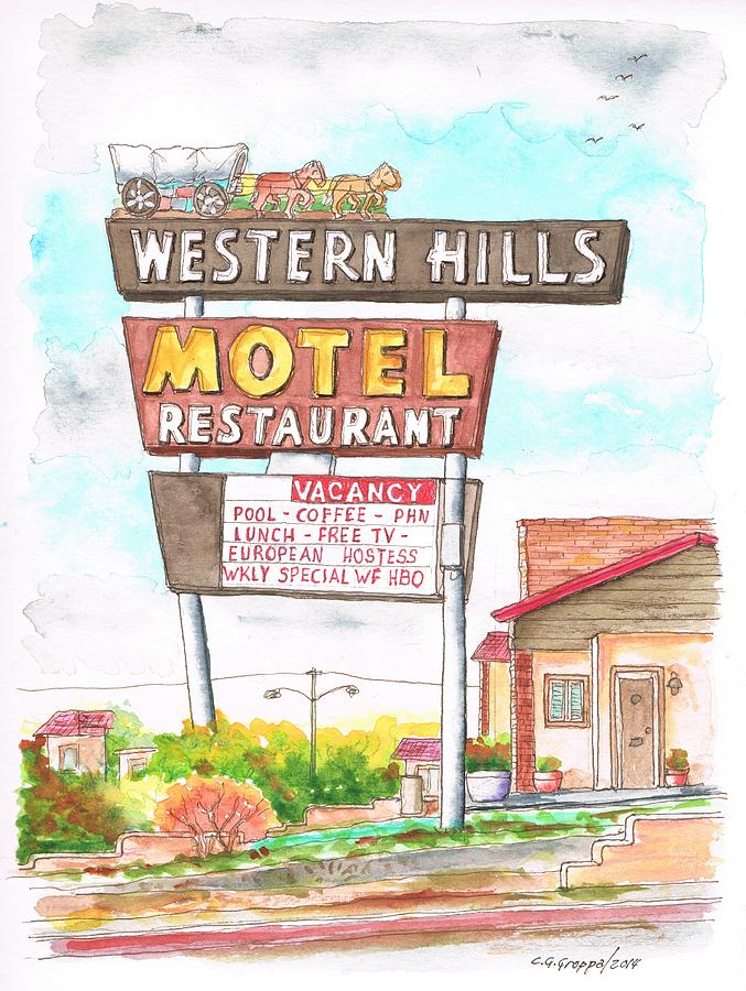 Western Hills Motel in Route 66 Flagstaff - Arizona Painting by Carlos G Groppa