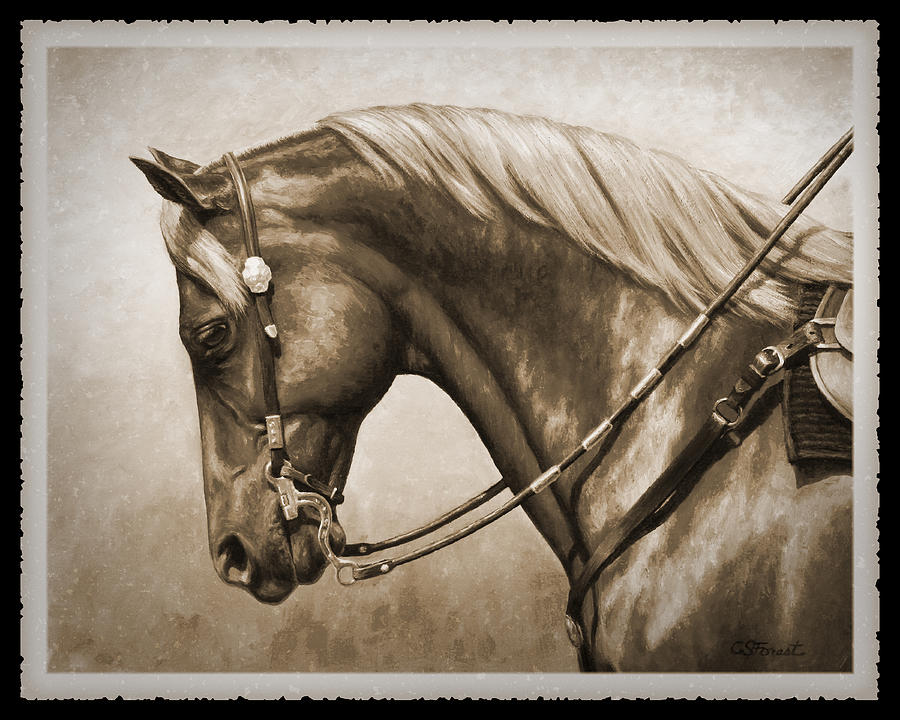 Horse Painting - Western Horse Old Photo FX by Crista Forest