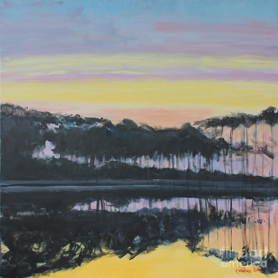 Tree Painting - Western Lake Sunrise by Candace Lovely