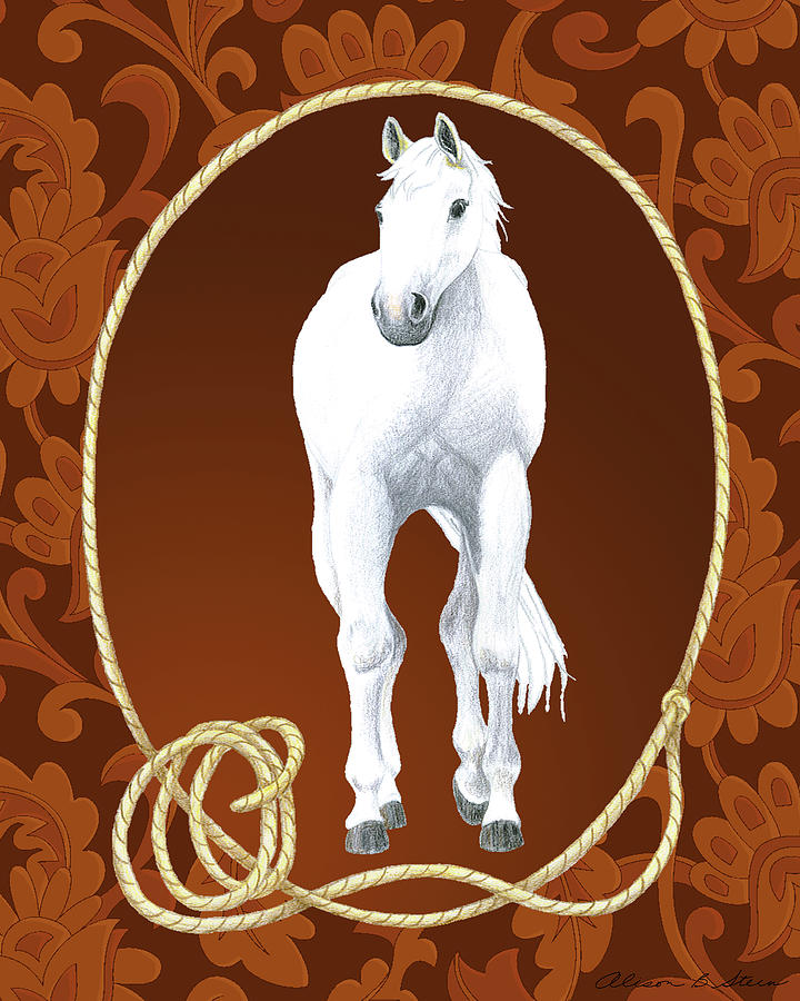 Western Roundup Standing Horse Digital Art by Alison Bly Stein