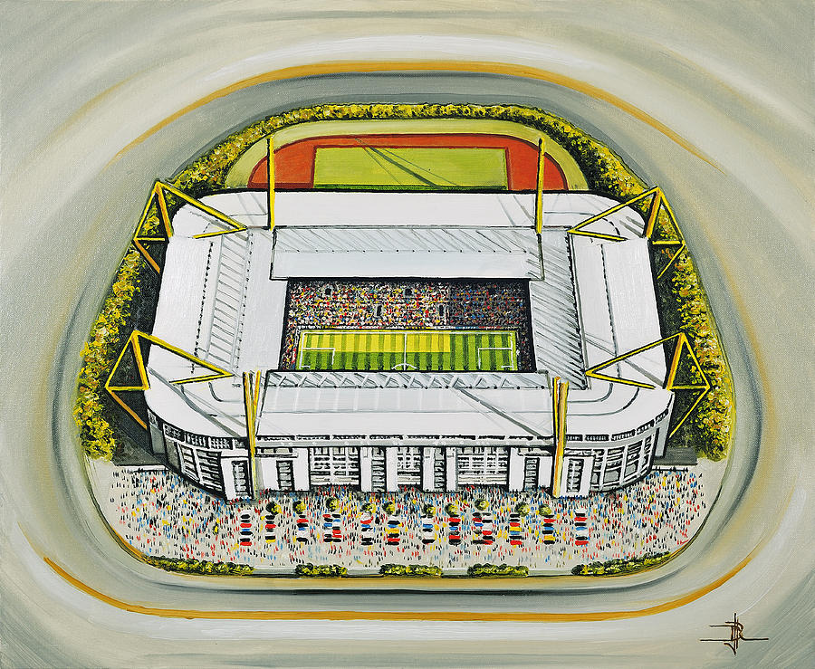 Football Painting - Westfalonstadion - Borussia Dortmund by D J Rogers