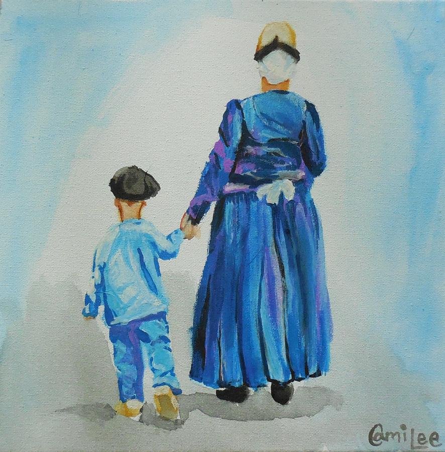 Westfriese Woman and Boy Painting by Cami Lee