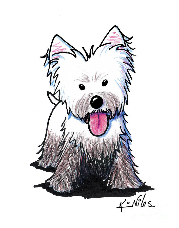 Westie Muddy Westie Drawing by Kim Niles aka KiniArt