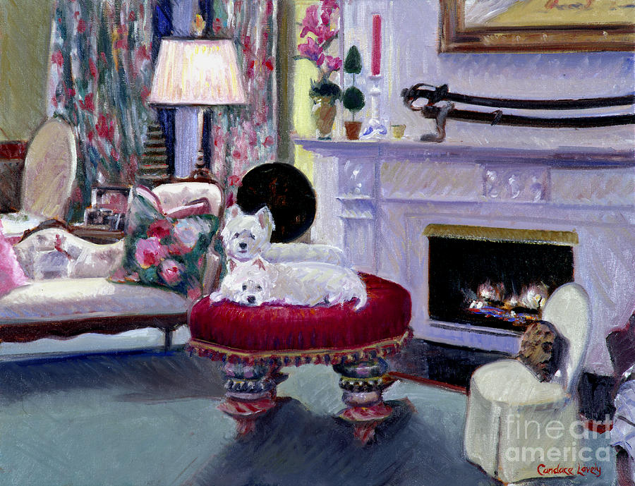 Westies in Repose Painting by Candace Lovely