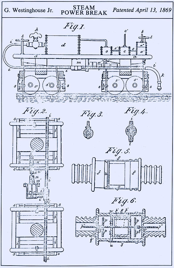 Westinghouse Steam Power Brake Patent Photograph by Science Source