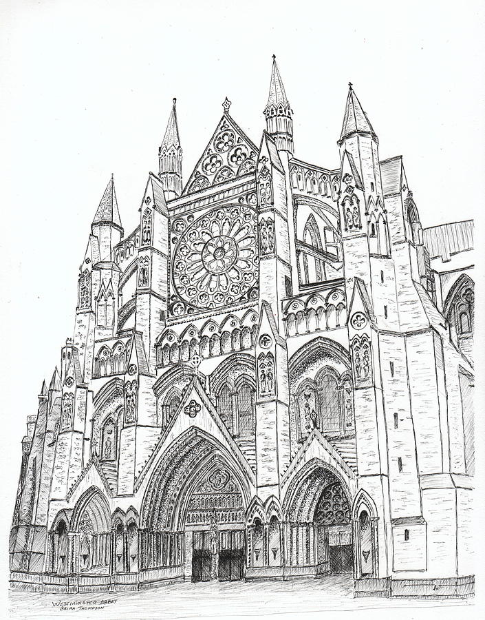 Westminster Abbey Drawing - Westminster Abbey London England by Brian Thompson