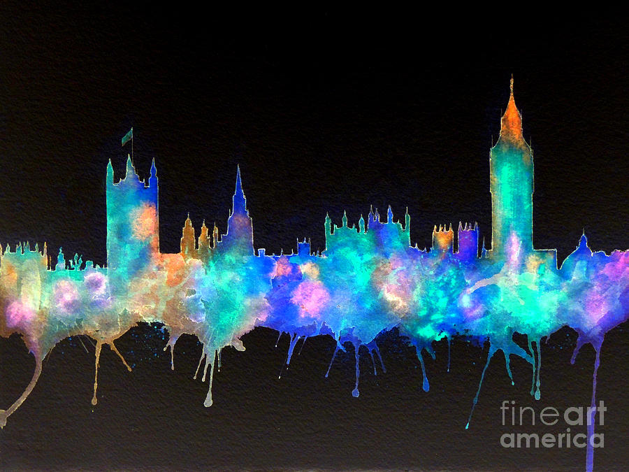 Westminster And Big Ben - Nighttime 1 Painting by Bill Holkham