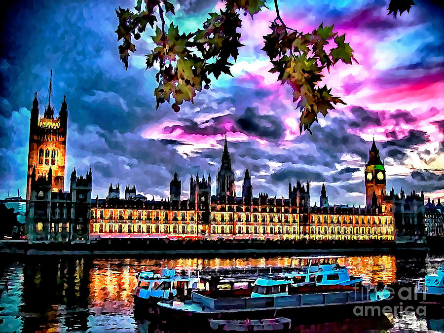 London Painting - Westminster and Boats by GabeZ Art
