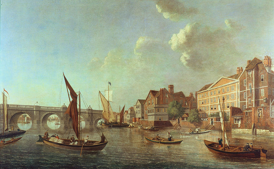 London Photograph - Westminster Bridge Looking Up The River, C.1749 Oil On Canvas by Samuel Scott