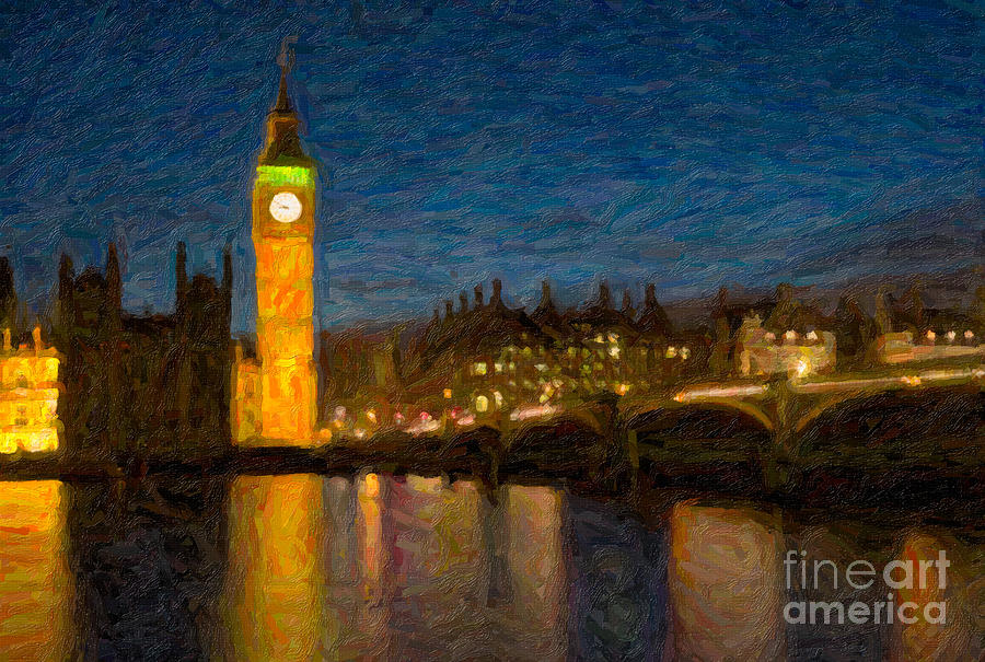 Westminster Twilight Impasto Photograph by Clarence Holmes