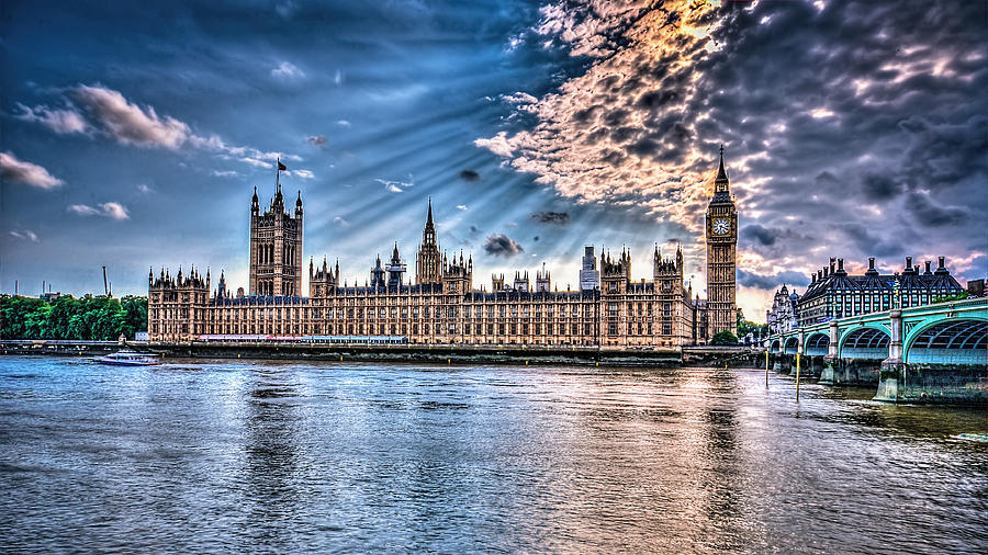 Westminster Photograph - Westminster with sun rays by Mohsin Jamil