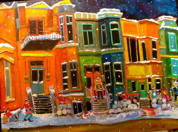 Westmount Row Houses Montreal Memories Painting by Michael Litvack