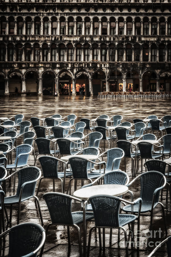Wet Cafe in Venice Photograph by Paul Woodford