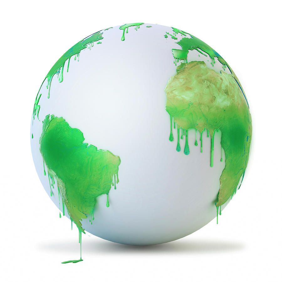 Wet Green Paint Dripping From The Globe Photograph by Andrzej Wojcicki/science Photo Library