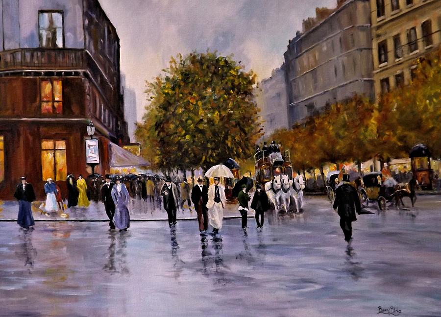 Wet Afternoon On The Boulevard Painting by Barry BLAKE