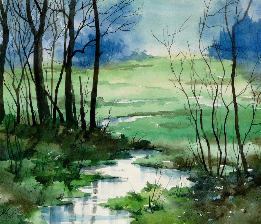 Wetlands Flow Painting By Art Scholz - Fine Art America