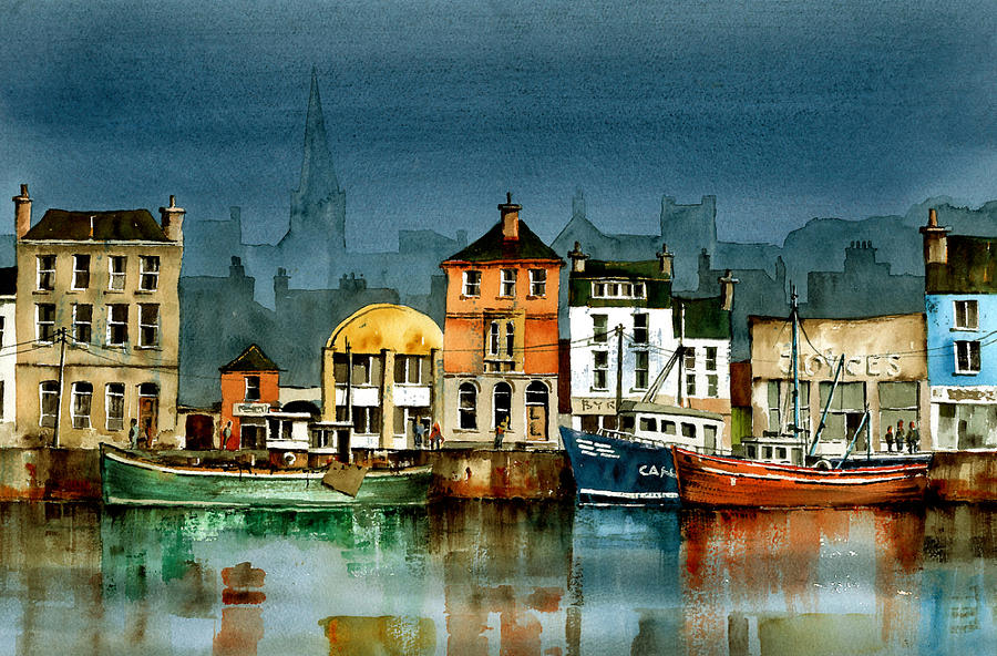 Wexford Quayside Painting by Val Byrne